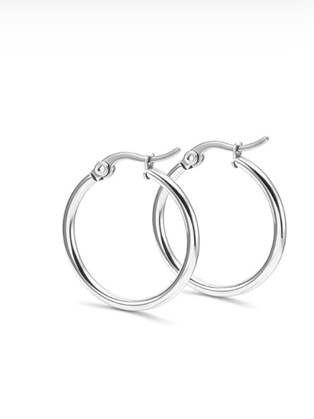 12mm Stainless Steel Classic Silver Hoop Earrings